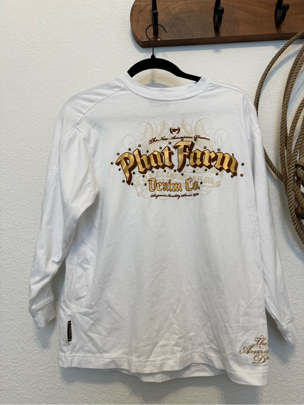 Phat Farm White Long-Sleeve Graphic Shirt